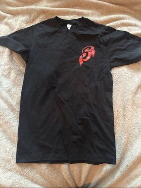 Men’s Black Graphic Tee with Red Logo